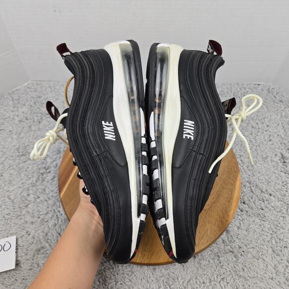 Nike Mens 10 Air Max 97 Premium Black White Overbranding Casual Athletic Sneaker - Picture 7 of 12